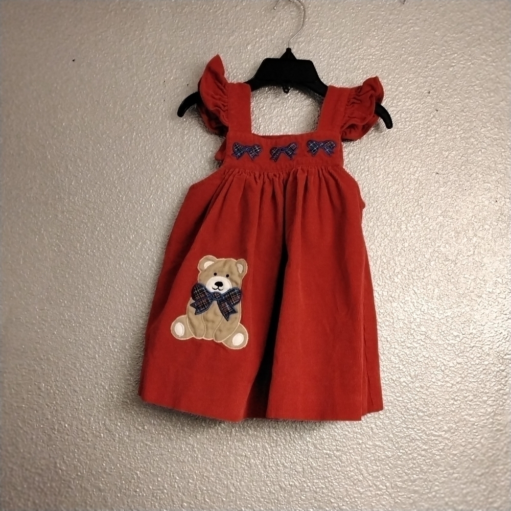 Vintage Toddler's Red Corduroy Pinafore